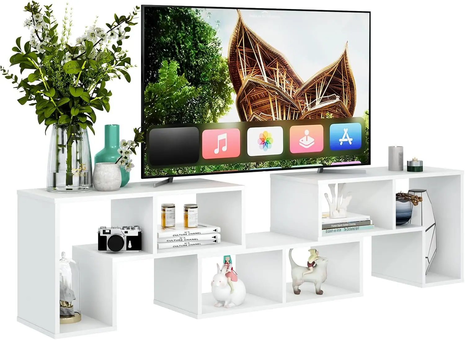 3 Pieces Console TV Stand, Free Combination Entertainment Center For 50 To 65 Inch TV, Minimalist Modern TV Media Stand, DIY Open Storage Bookcase Shelf Unit For Living Room Furniture