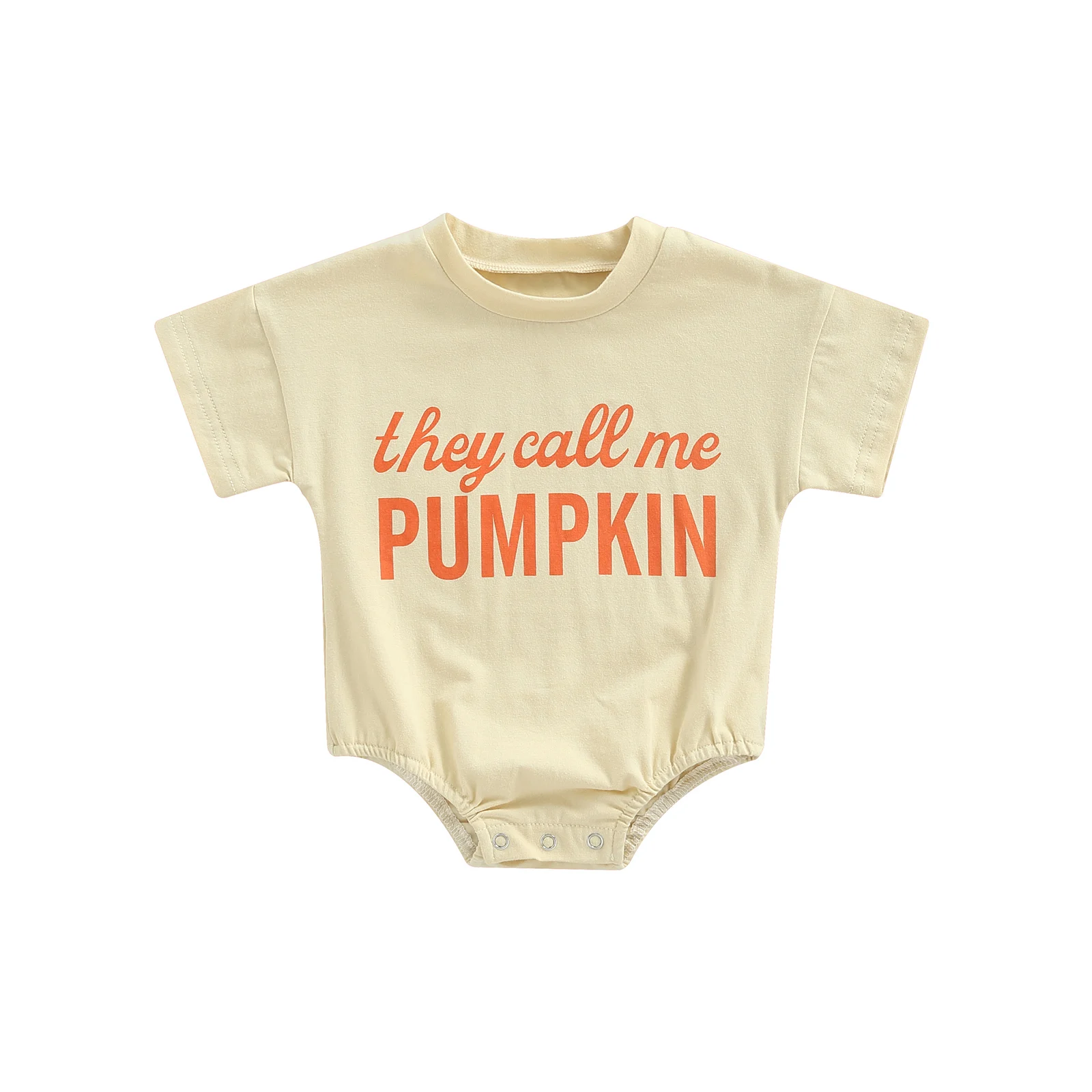 

2022-04-23 Lioraitiin 0-24M Baby Boys Girls Halloween Bodysuit Casual Short Sleeve Letter Print Jumpsuit Yellow Clothing