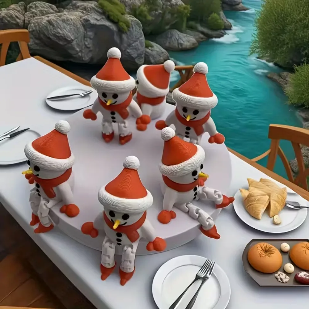 3D-gedruckte süße Schneemann-Figur, Weihnachtsschneemann-Desktop-Dekoration, realistischer Schneemann, flexibel und beweglich, Weihnachtsdekoration, Geschenk – geeignet für Weihnachten, Ostern,
