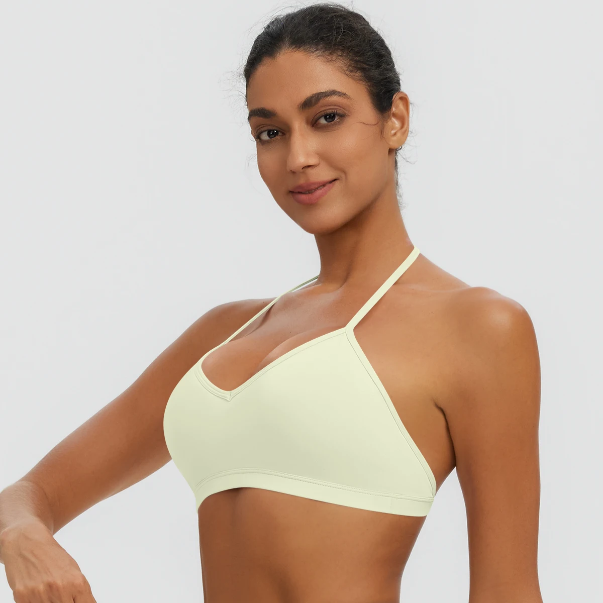 Damen-Sommer-Tanktops, einfarbig, mit Raffung, Yoga-BH, sexy, schöner Rücken, dünne Schulterträger, Sport-BH, Fitness-BH, Lauf-BH – Detail 27
