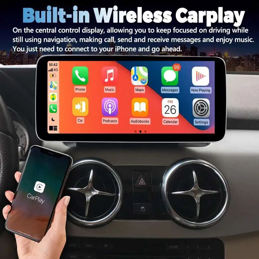 256GB أندرويد 14 Carplay Srceen نافي مشغل فيديو الوسائط المتعددة ستيريو لمرسيدس بنز GLK الفئة X204 2009-2015 شاشة 12.3 بوصة