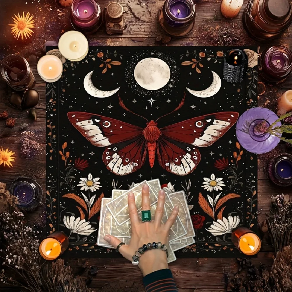 1pc a Captivating Altar Cloth Featuring The Sun And Moon - a Colorful Polyester Mat Adorned with Celestial And Floral Patterns