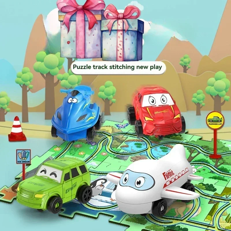 السكك الحديدية سيارة البدلة DIY لغز مرنة السكك الحديدية تحلق قاطرة الوالدين والطفل اللعب التفاعلية سيارة كهربائية ألعاب تعليمية الهدايا