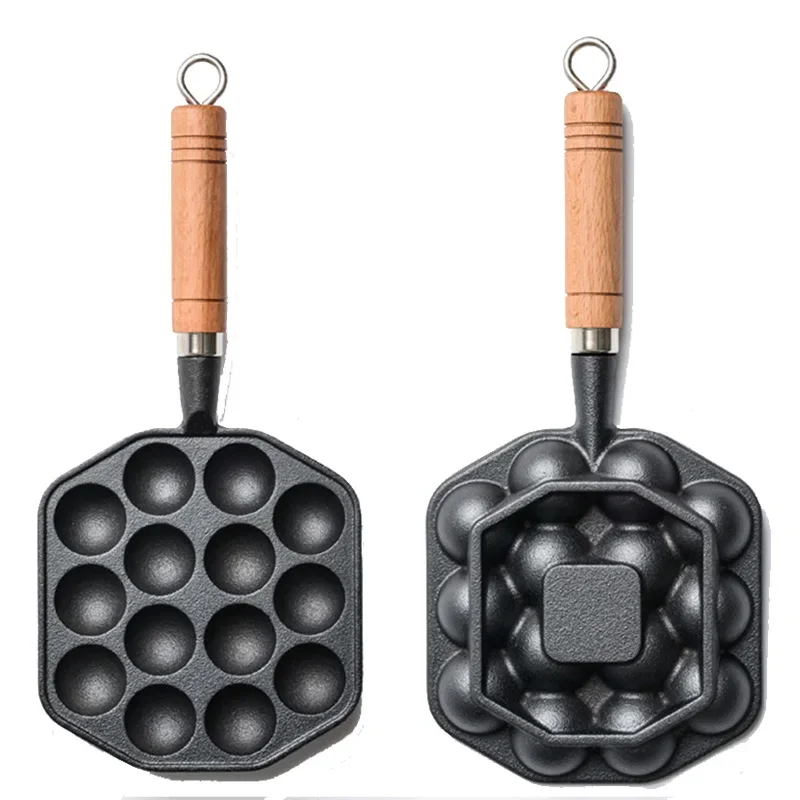 Sartén de hierro fundido para tartas Takoyaki, utensilios de cocina para hornear, sartén para parrilla, pulpo, bolas pequeñas