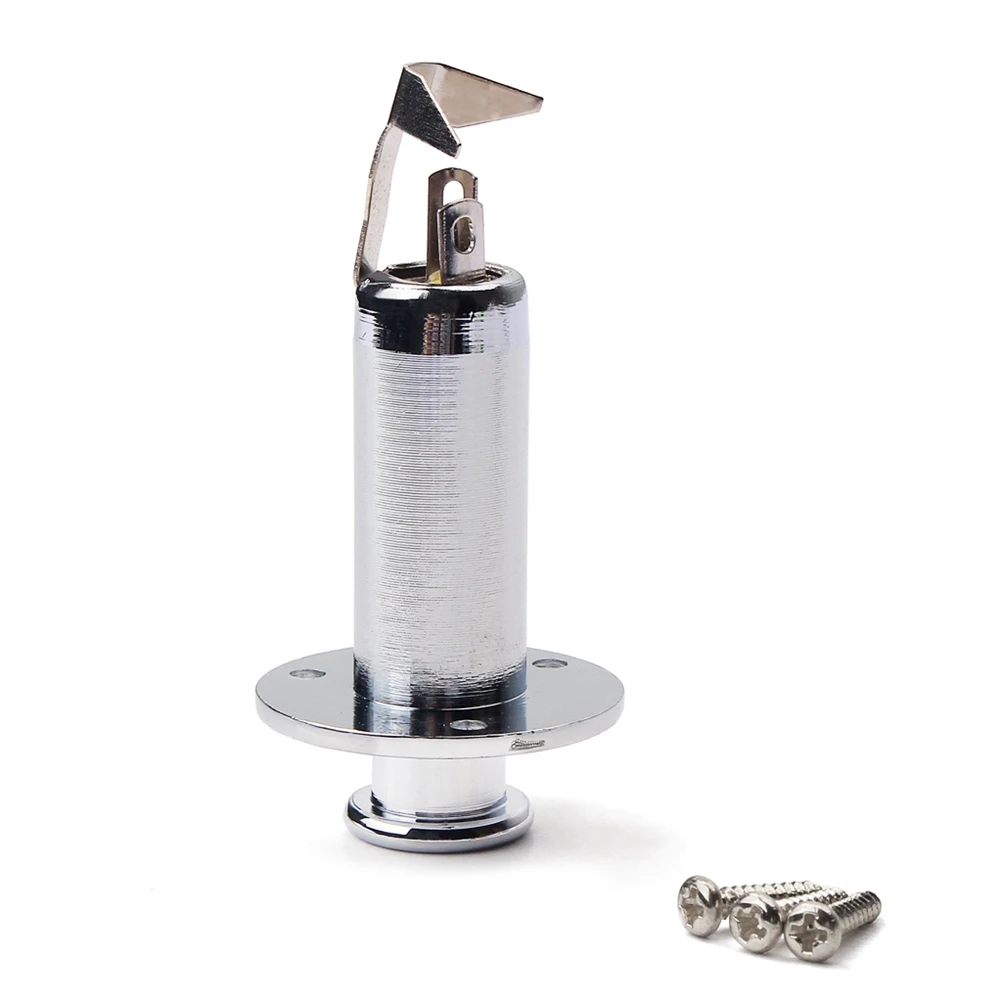 

Chrome Tube Guitar Endpin Jack 1 4 Inch 6 35mm Stereo Output Bass Acoustic Instruments Parts Silver Color Cylinder