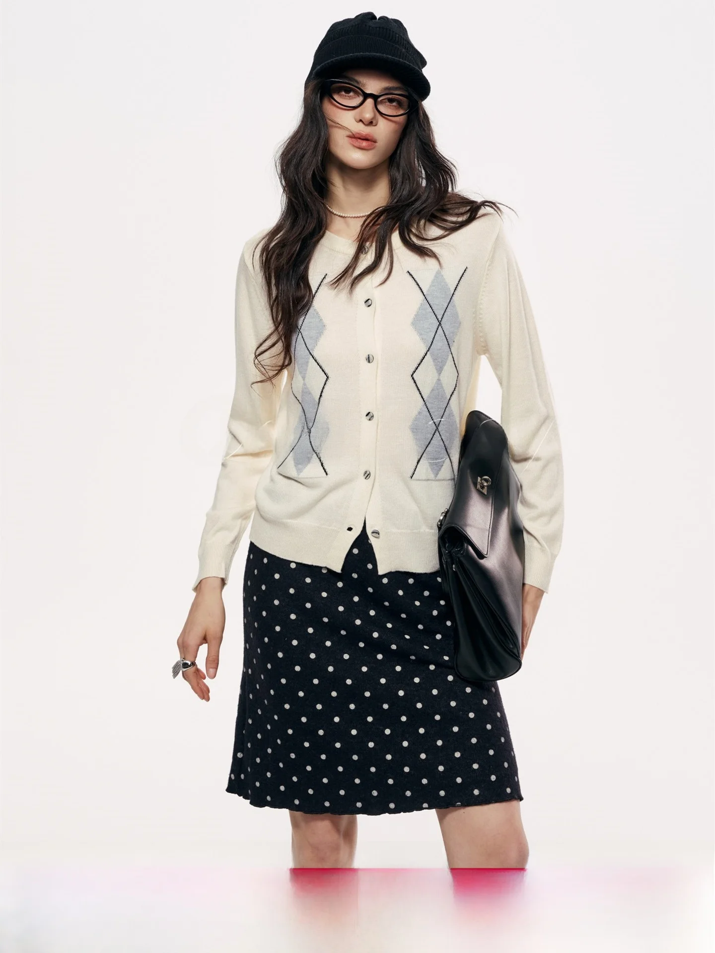 

Soft Cozy Women's Knitted Cardigan Casual Sle Plaid Design Long Sve round Ne Sweater Jaet Comfortable Leisure Faion