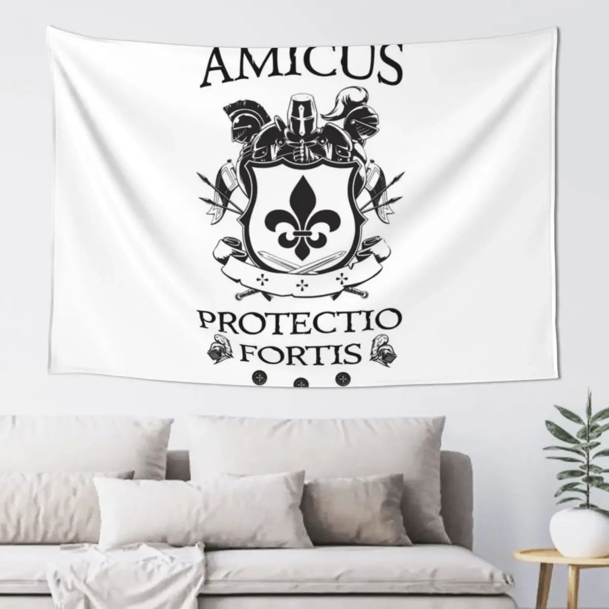 

Amicus Protectio Fortis Tapestry Wall Decoration Items Room Decor Tapestry
