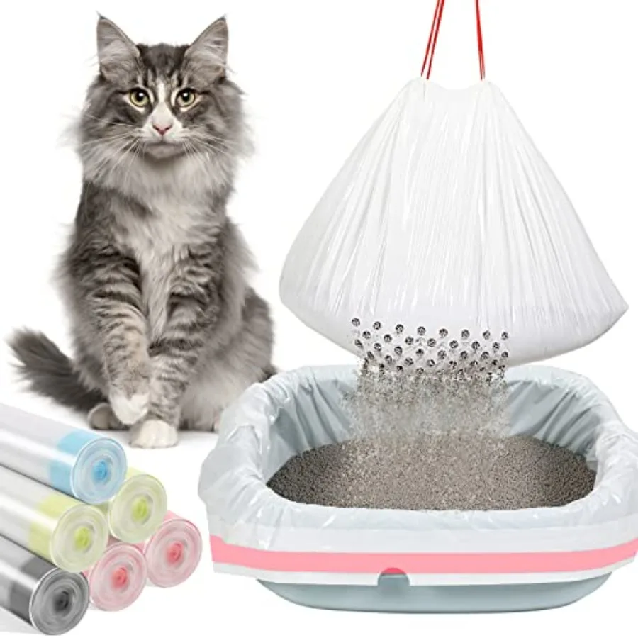 

Count Sifting Cat Litter Box Liners with Holes Extra Large Cat Litter Bags Jumbo Thick Pan Liners with Drawstring 36 x 18 Inch