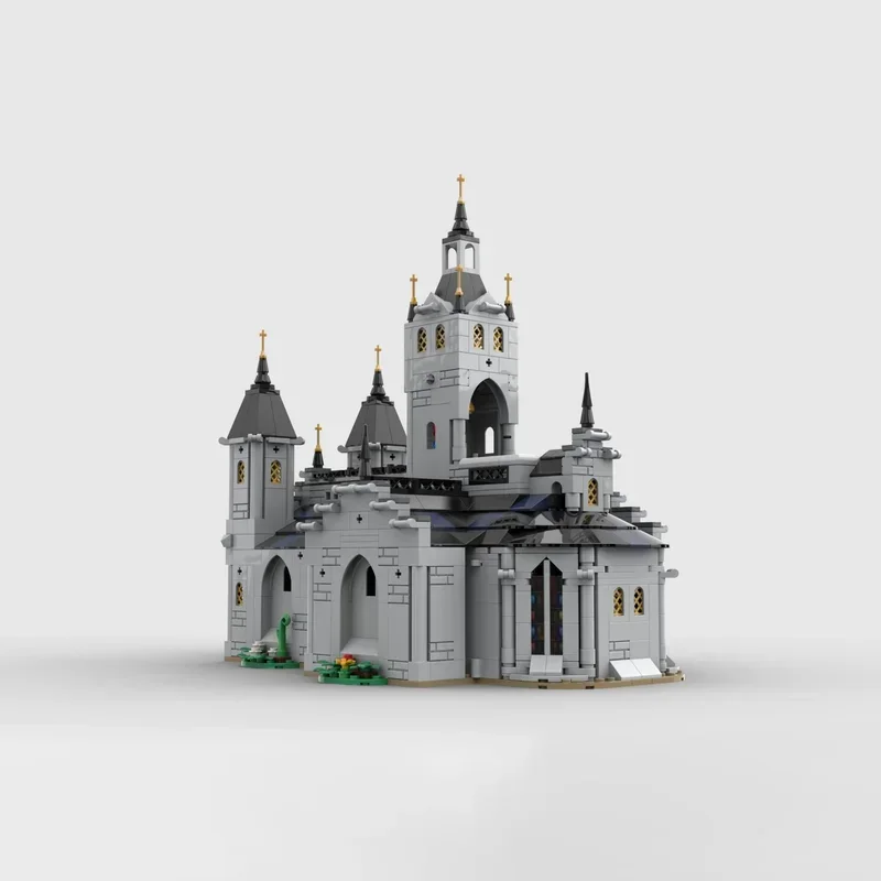 Street View Model Moc Building Blocks Brick Medieval Church ModelTechnology Brick DIY Assembly Construction Toy Holiday Gifts