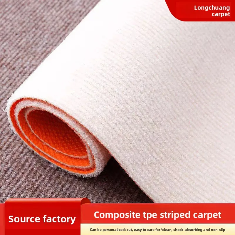 Custom Width Striped Tpe Tpr Pvc Backed Carpet Roll Anti-Slip Dirt-Resistant Sound-Insulating Non-Woven Floor Rug Corridors