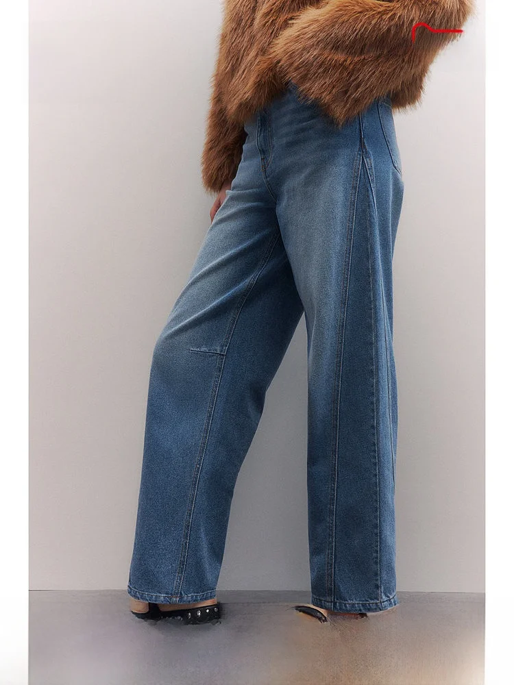 

H&M Women's Wide Leg Jeans Summer Commute Loose Lazy Loose Fit Straight Cut Long Cotton Natural Waist Jeans 1272125