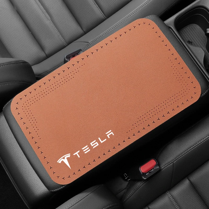 Car Armrest Pad Auto Storage Box Cover Protective Mat For Tesla Model 3 Model S X Model Y Roadster SpaceX Interior Accessories