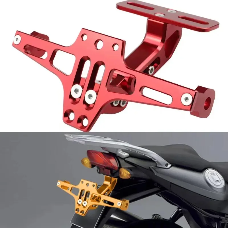 CNC Process Adjustable Motorcycle License Plate Holder Alloy Folding Adjustable Motos License Number Plate Install Frame