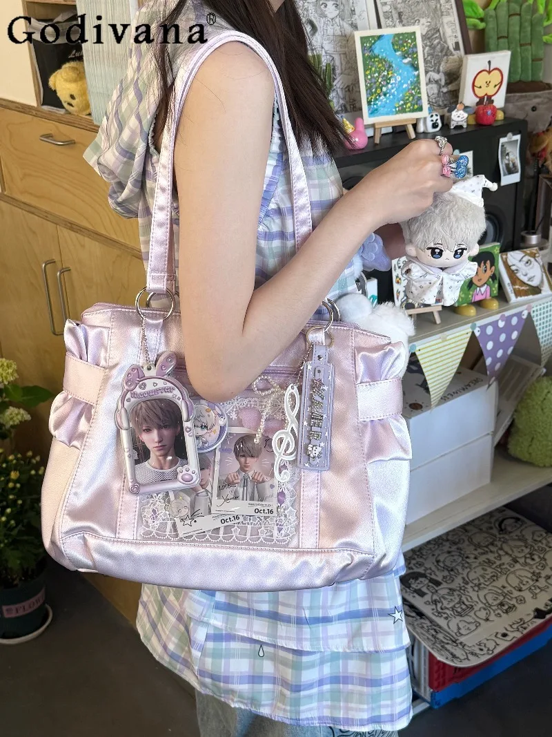 

Two-dimensional Japanese-style Original College-style Large-capacity Satin Commuter Versatile Shoulder Crossbody Bag for Women