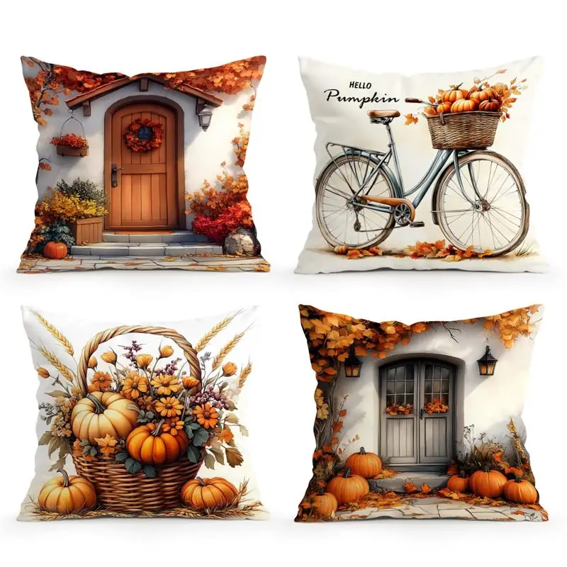 Retro Autumn Pattern Decorative Cushions Pillowcase Polyester Cushion Cover Throw Pillow Sofa Decoration Pillowcover Home Decor