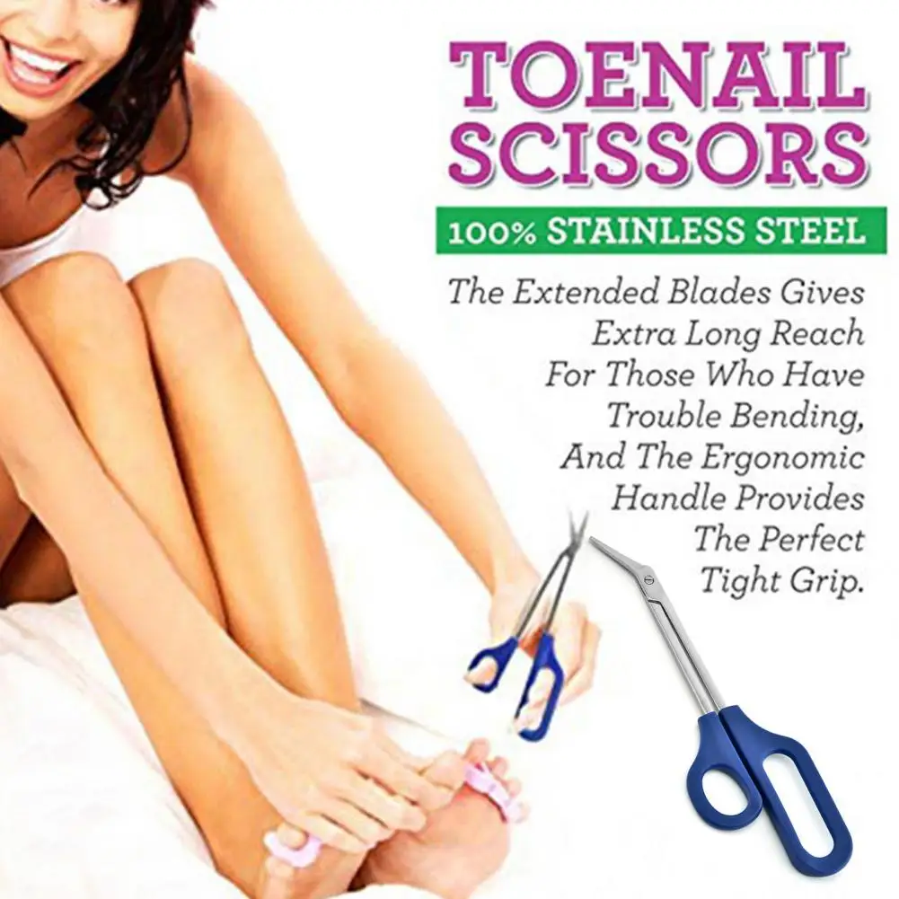 Toenail Scissor High Precision Cleaning Dirt Rust-Proof Easy Grip Long Handles Toenail Clippers for Adult