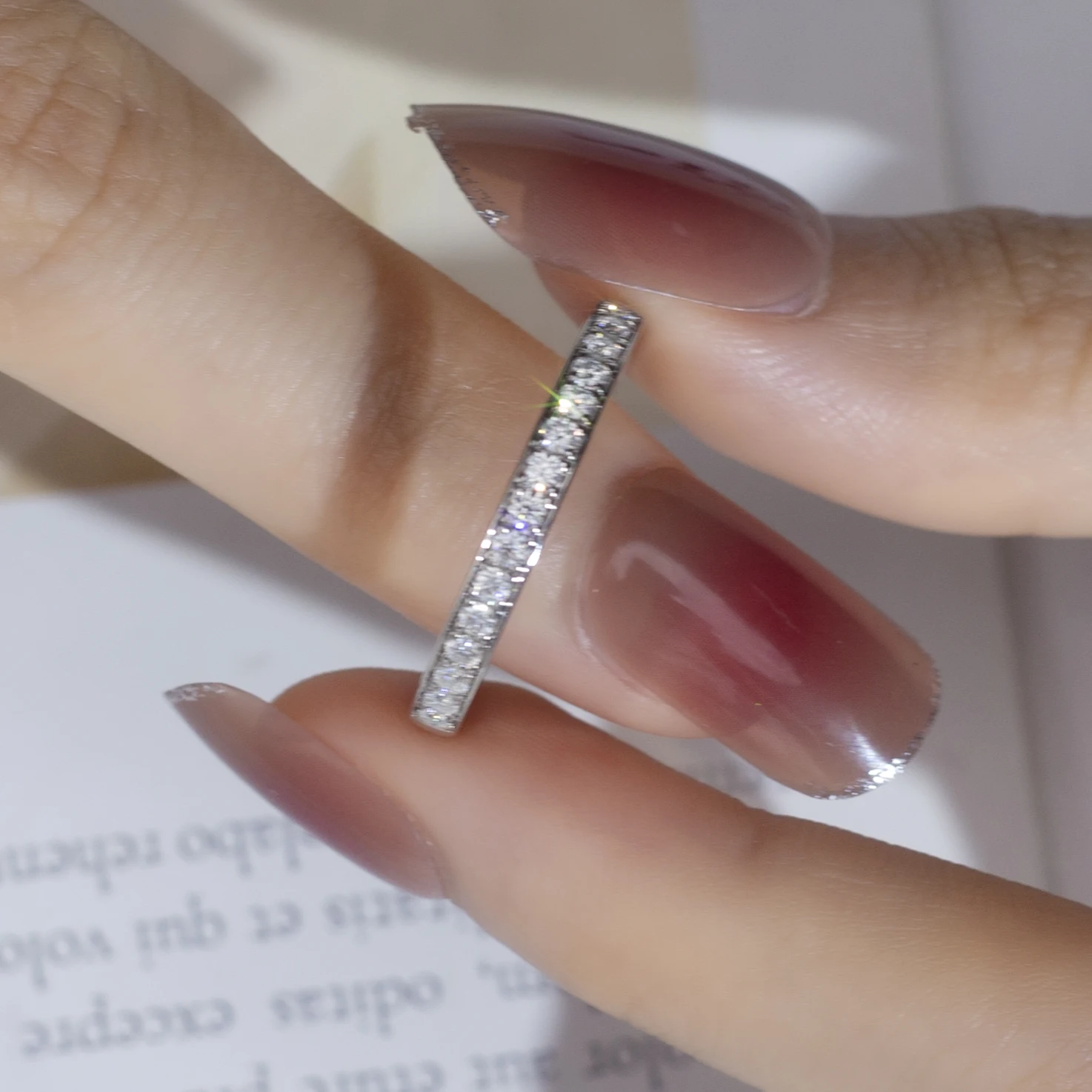 Mishang Jewelry 14k High Quality Round Cut 0.3ct Lab Grown Diamond Half Eternity Rings Wedding Jewelry Ring  MSR-1132