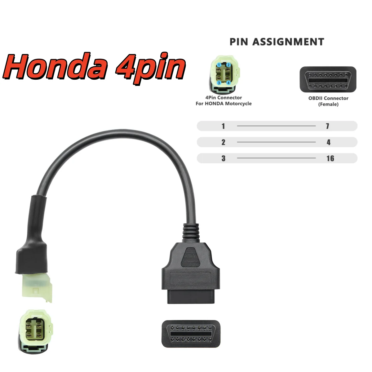 4Pin/6Pin Motorcycle OBD2 Adapter Cable for Honda 16Pin Diagnostic Extension Cable for Honda CBR CRF Motorbike