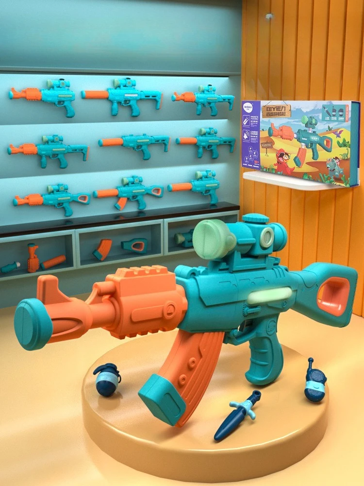 Magnetyczny pistolet dla dzieci, pistolet do samodzielnego montażu, edukacyjna symulacja, zabawka DIY z dźwiękiem i światłem, jajko Baole dla chłopców