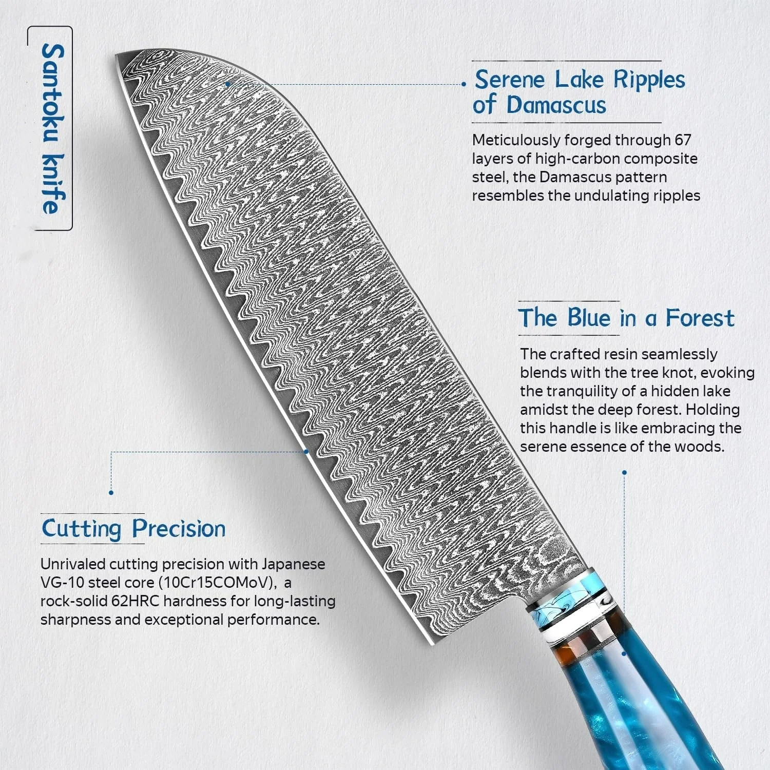 Coltello Santoku Coltello Damasco Vg-10 Lama affilata in acciaio Coltelli da cucina professionali giapponesi Coltelli da cucina e accessori da 7,0 pollici