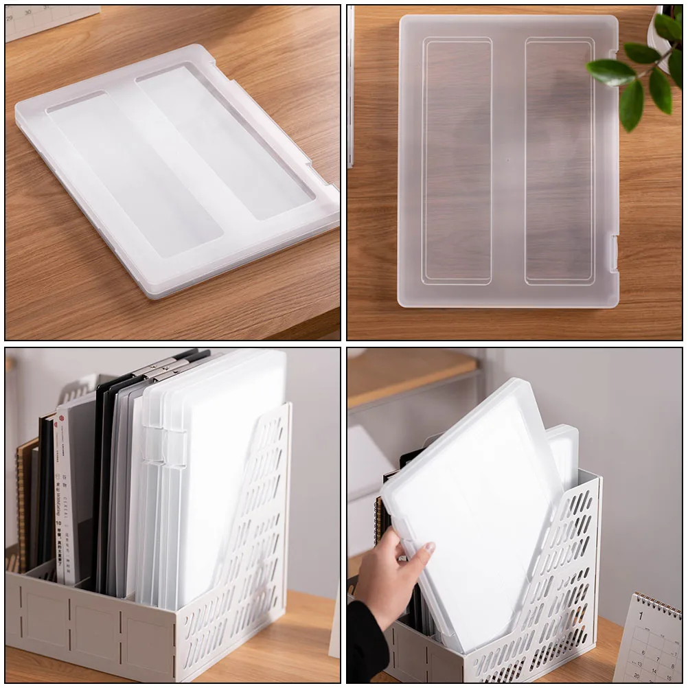 

1pc Transparent File Box A4 Pp Document Organizer Storage Container For Office Home Water Resistant Portable Desktop