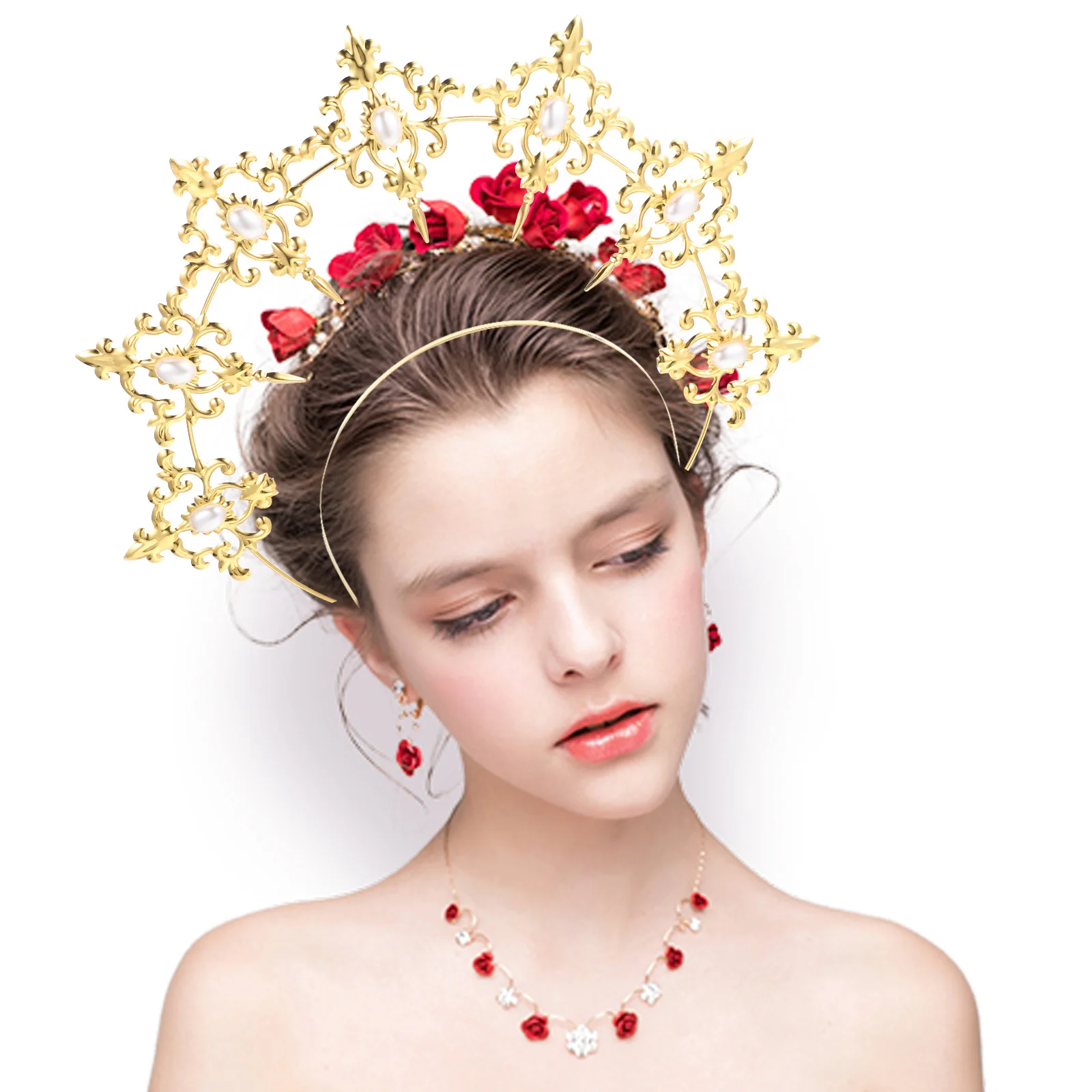 

1pc Golden Decor Retro Style Hair Hoop For Wedding Bridal Headdress Photo Prop Iron Headband Vintage Headpiece Hair