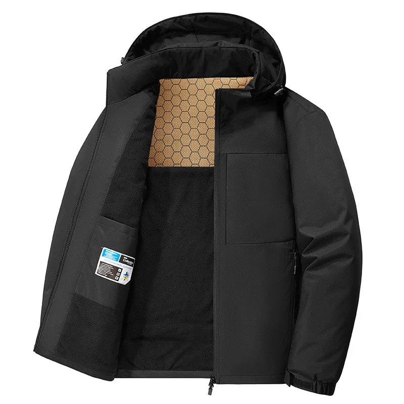 New Fashion Winter Men Solid Color Plus Size Casual Trendy Loose Fit Thicken Warm Parkas Male Simple Basic Top Clothes Coats
