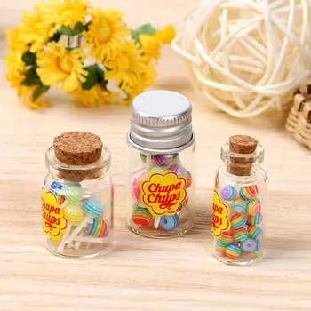 Neue 1/12 Miniatur Lebensmittel Dessert Zucker Mini Lutscher Mit Fall Halter Candy Für Puppe Haus Küche Möbel Spielzeug Zubehör