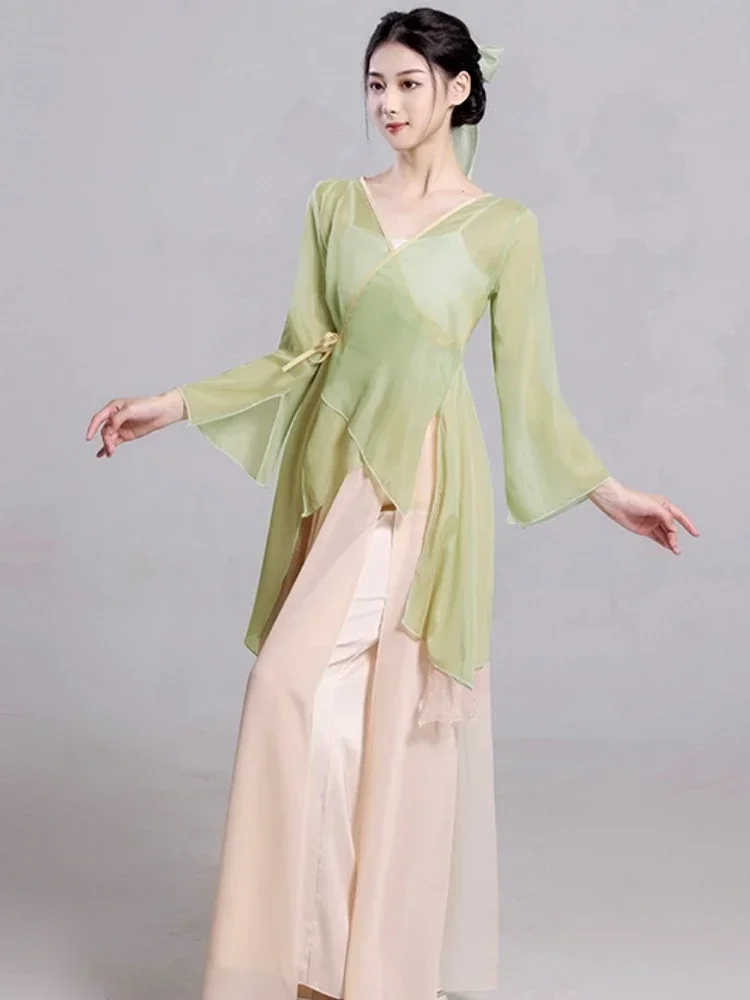 Chinese Stijl Hanfu Klassieke Danskostuums Vrouwelijke Elegante Nationale Yangko Dansvoorstelling Traditionele Fan Danskleding
