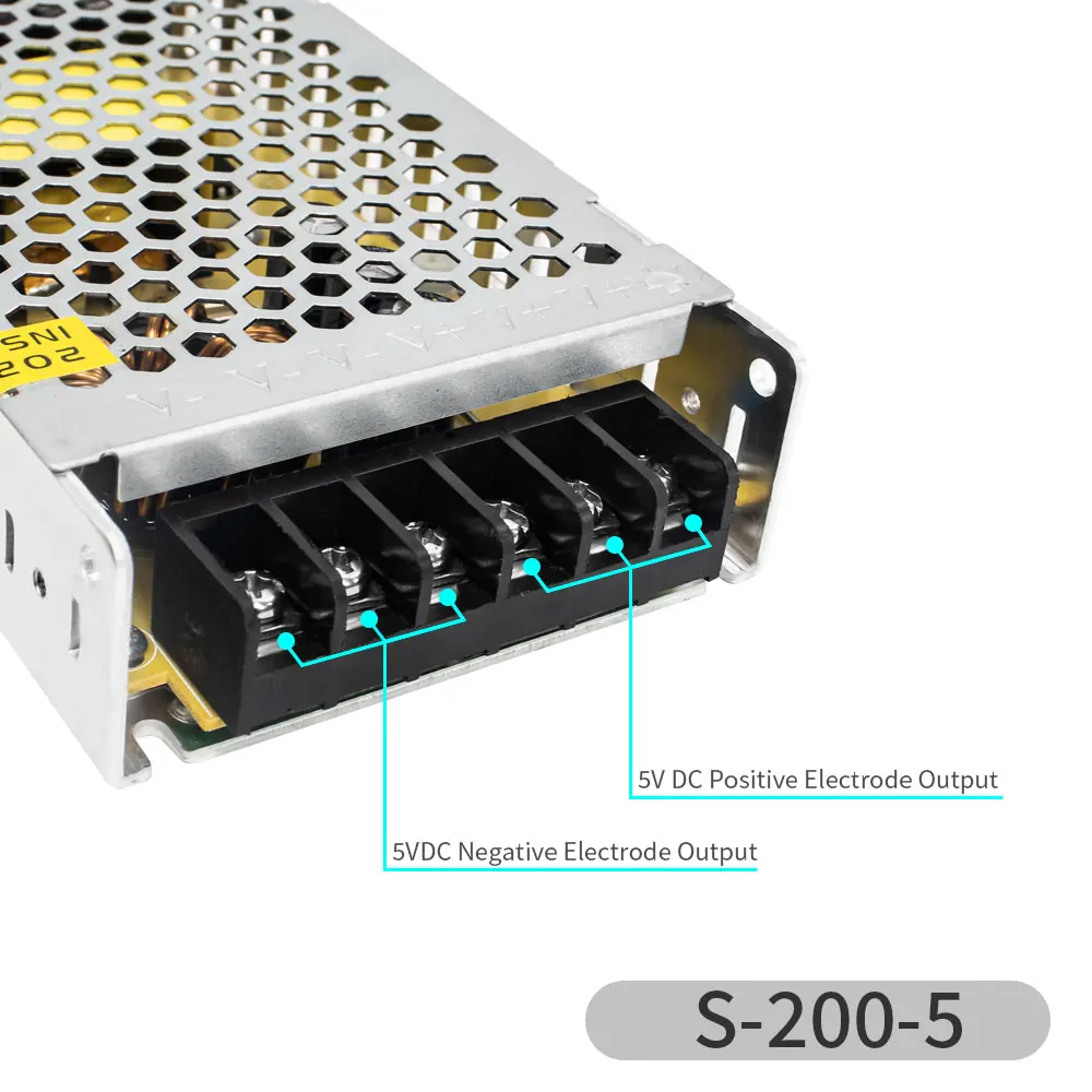 LED Power Supply Lighting Transformer DC5V40A 60A Led Driver Adapter  AC200-240V For WS2812B WS2813 SK6812 Strip Lights