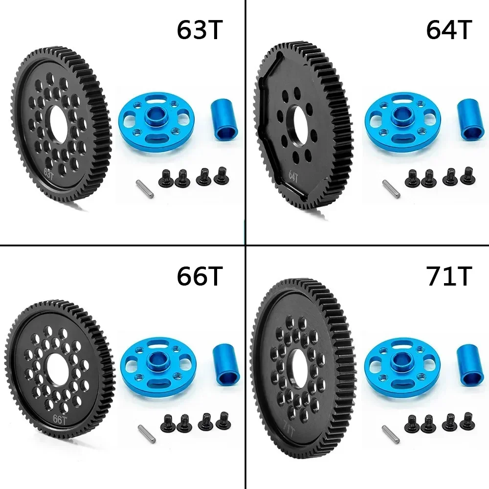 Metal 63T 64T 66T 68T 71T 54500 Spur Gear and Gear Mount High Speed Gear Set for TT-02 TT02 1/10 RC Car Upgrade Parts