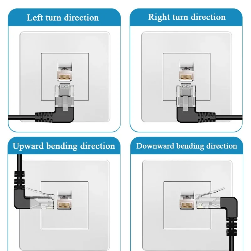 Ultra Fine Ethernet Cable Double Elbow CAT6 Gigabit Up/Down Bend Cat6 Soft and Easy to Bend Up Down eft Right Bend 90 Degree