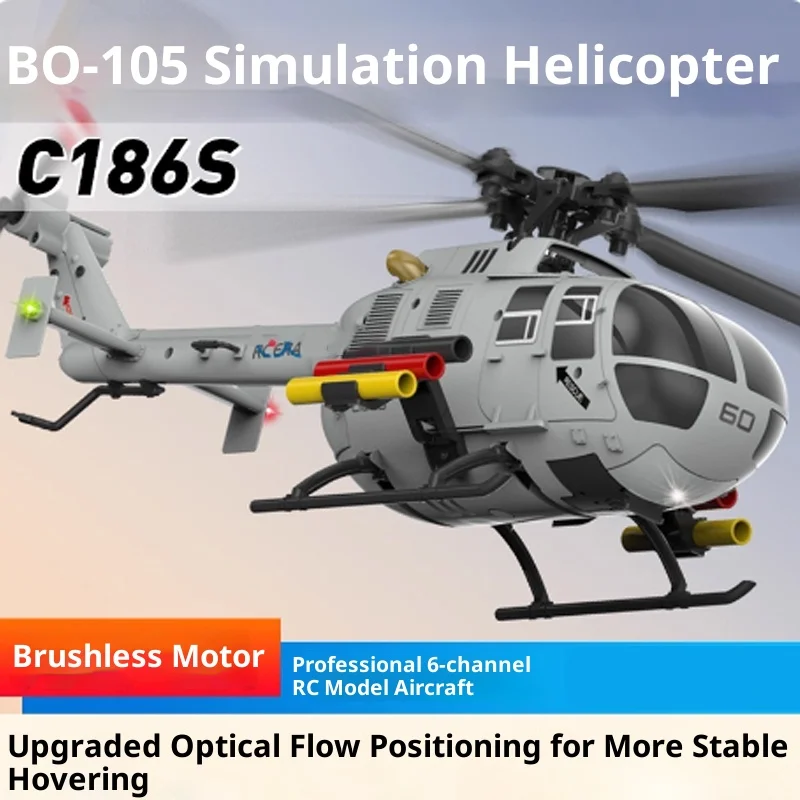 

C186S RC Helicopter 2.4G 6-Aixs Gyroscope 4CH Altitude Hold Optical Flow Brushless Remote Control Helicopter Toys For Kid Adult