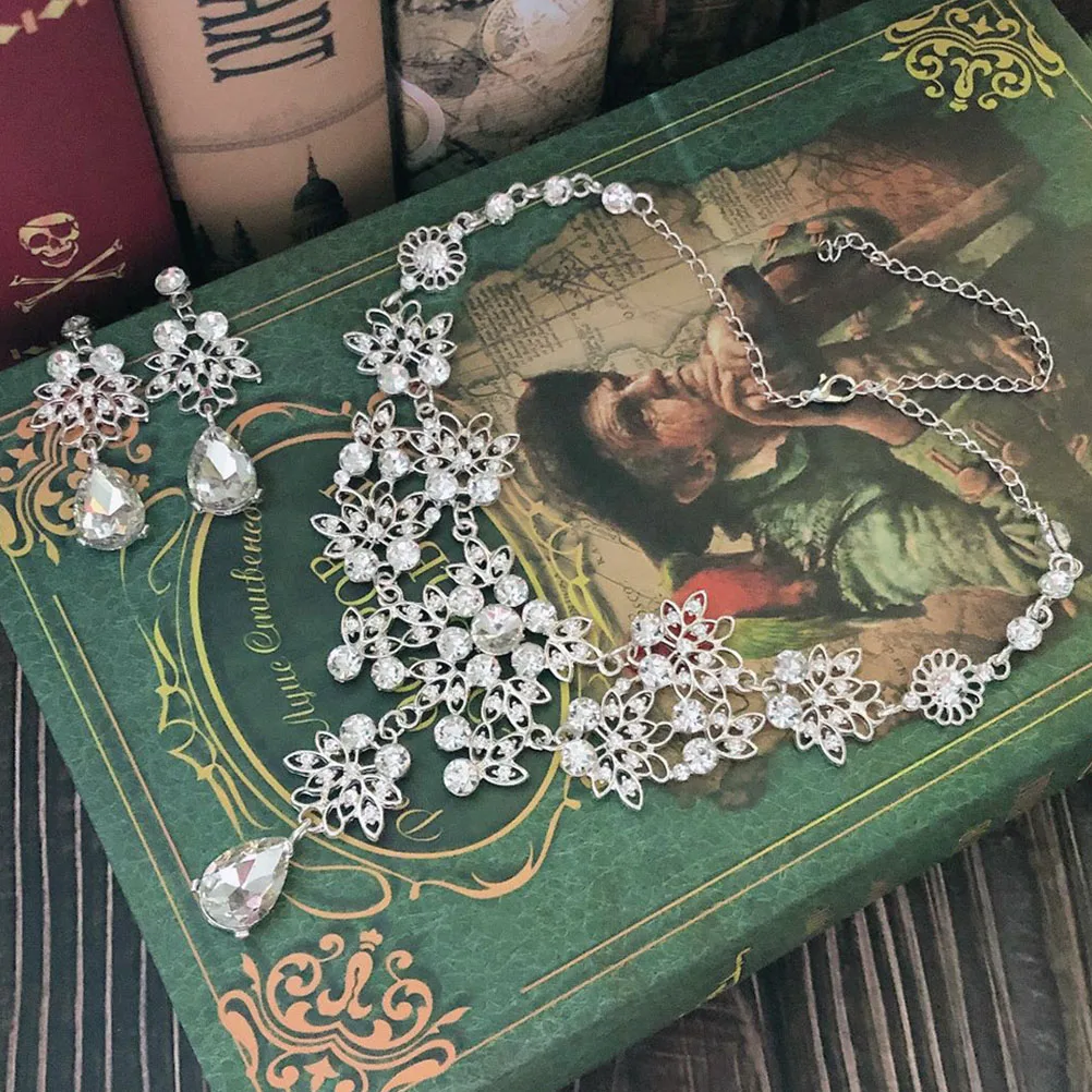 

1Set Bridal Jewelry Set Crown Necklace and Earrings for Wedding Party Bachelorette Gift Bride Tiara Headband Outfit Coordination