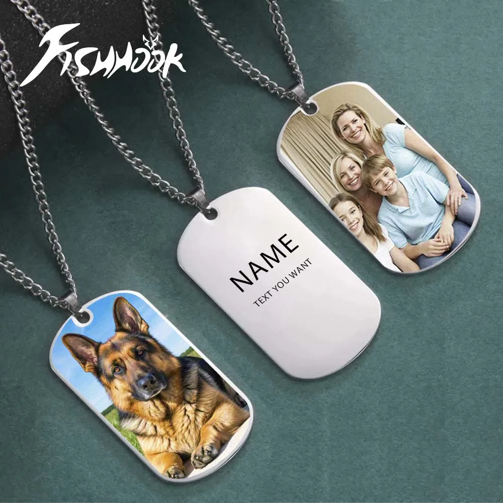 Name Print Demand Photo Necklace Personalized Picture Custom Gift For Men Woman Mom Couple Family Chain Stainless Steel Jewelry