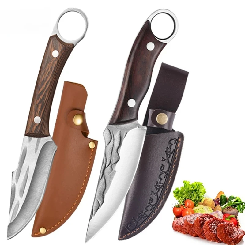 Kitchen Knives Slicing Meat Cleaver Fish Fruit Vegetables Butcher Boning Knife Wooden Handle Stainless Steel Chef Barbecue Knife