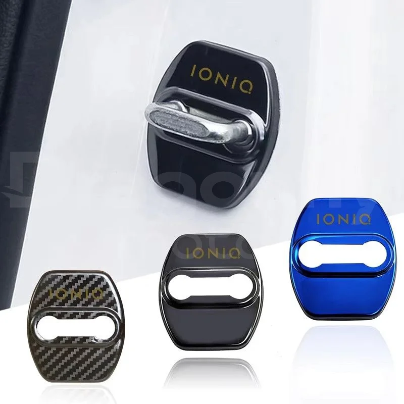 Para hyundai ioniq 5 6 7 4 peças de aço inoxidável fechadura da porta do carro acessórios do carro