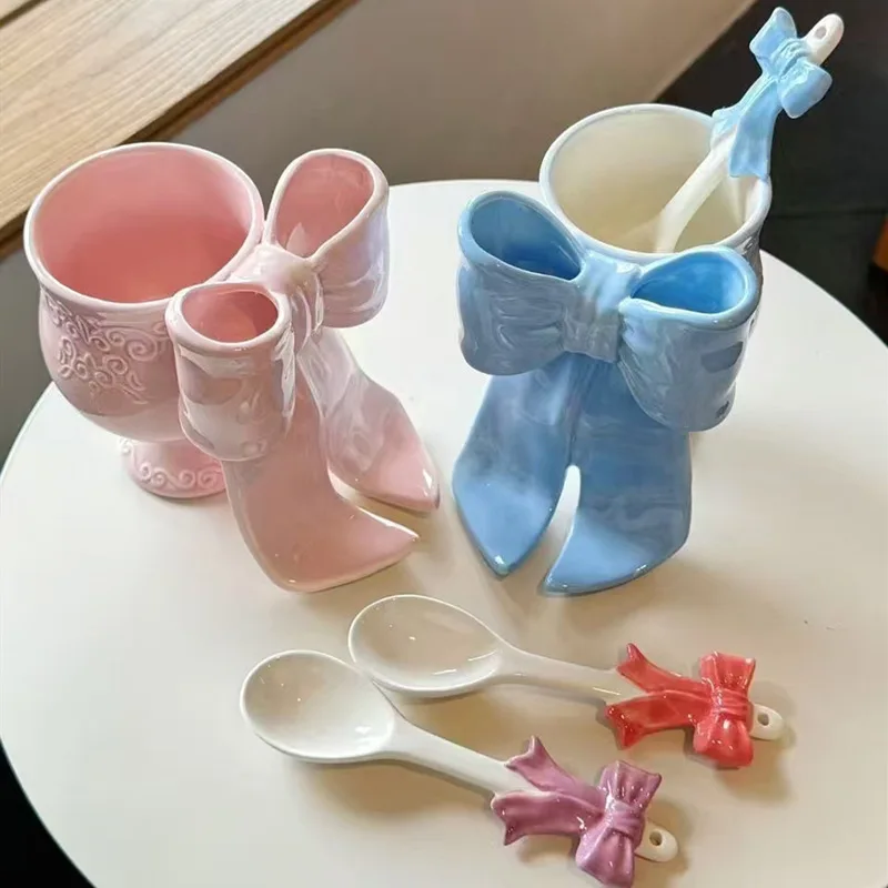 

Керамическая кружка для кошек с милым объемным рельефом в виде банта, изысканная, трехмерная.