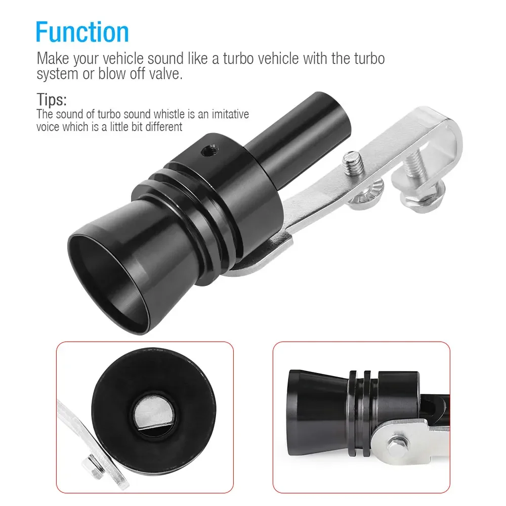 S M L XL حجم أحمر أسود توربو الصوت صافرة للمركبة تجديد جهاز العادم الأنابيب سيارة Turbmuffler العالمي الصوت محاكاة سيارة