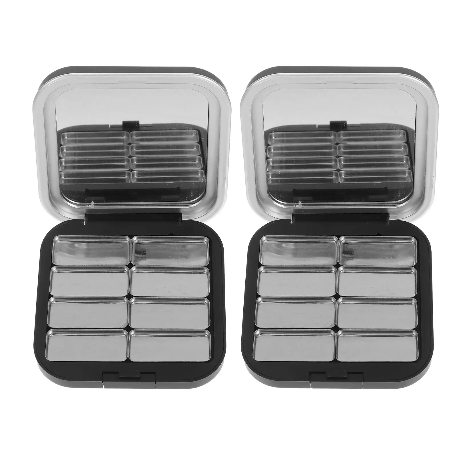 

2 Pcs Matte Black Empty Eyeshadow Palettes 8 Grids Cosmetics ganizer Compact Box for DIY Blush Eyeshadow Lipstick Gifts