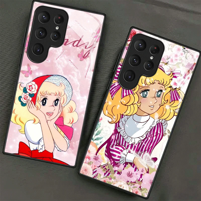 Anime Candy Candy Tempered Glass Phone Case for Samsung Galaxy S24 S25 S26 Ultra Edge S23 FE S22 Plus S21 + S20 Shockproof Cover