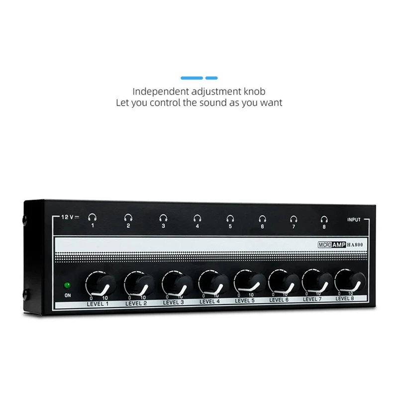 1 Set 8 Channel Headphone  Amplifier Audio Stereo Amp Microamp Amplifier For Music Mixer Recording US Plug