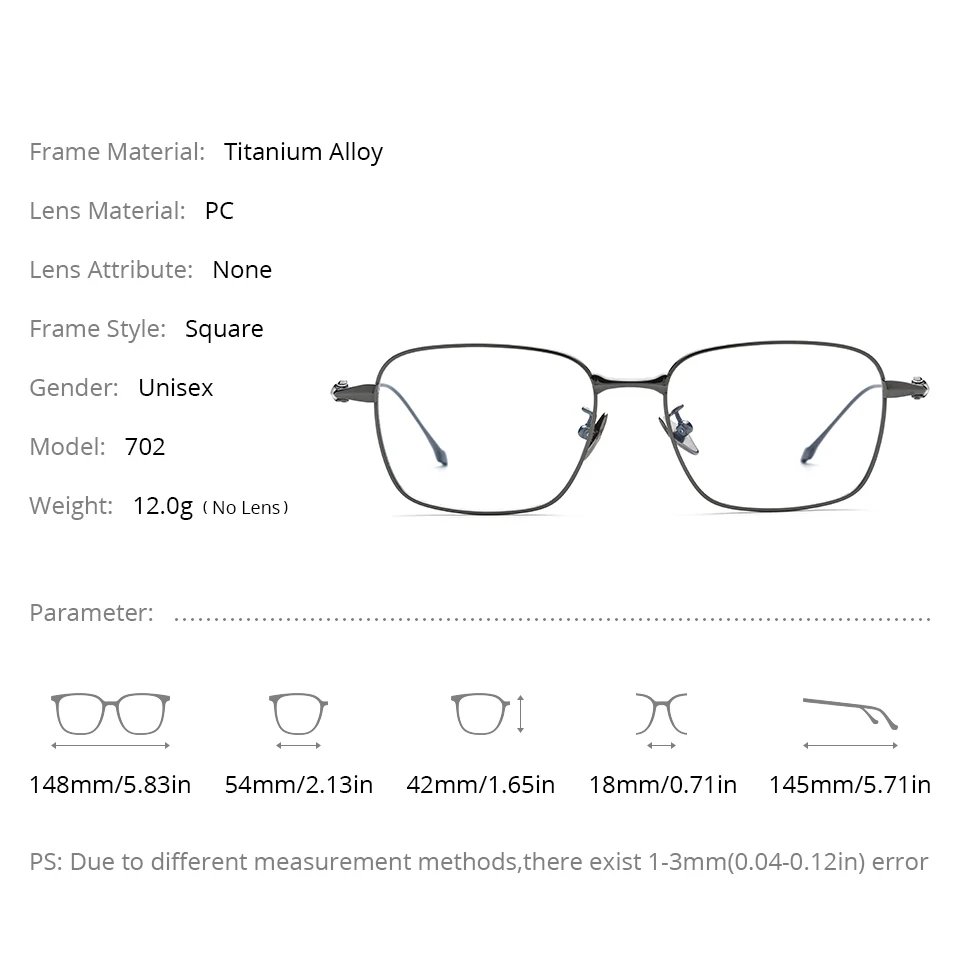 NIANZHEN النظارات الطبية التقدمية النساء اللونية قصر النظر عدسة بصرية النظارات الرجال مربع النظارات سبيكة الإطار 702