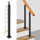 Stair Balusters Post Black Square Metal Stair Railing W/ Flat Banister Column