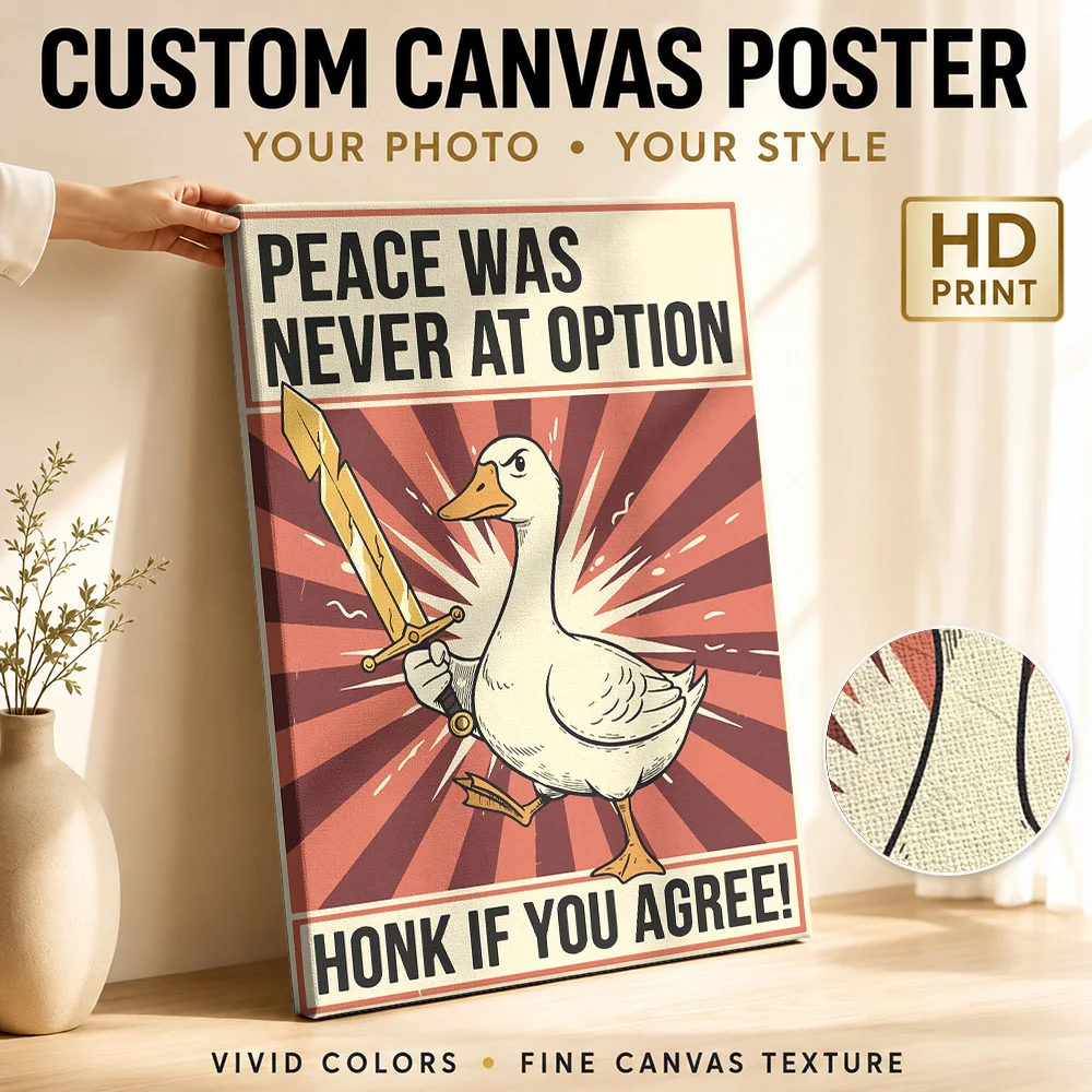 Goose with Sword Canvas Painting Poster Personalized Photo Gaming Anime Wall Art for Bedroom Decor Ready to Hang Gift for Fans