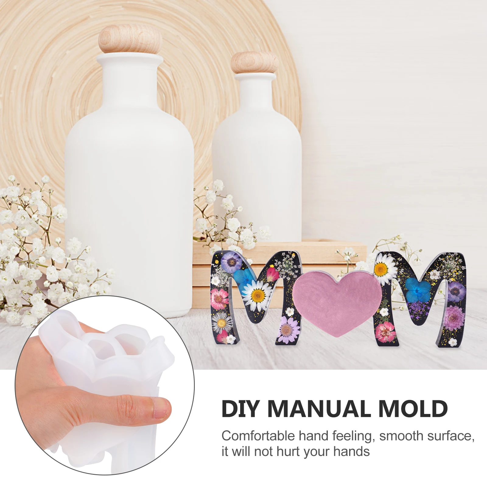 

Creative English Letters Silicone Mold for DIY Crystal Epoxy Crafts Desktop Ornament Making Handmade Hanging Tags with Smooth