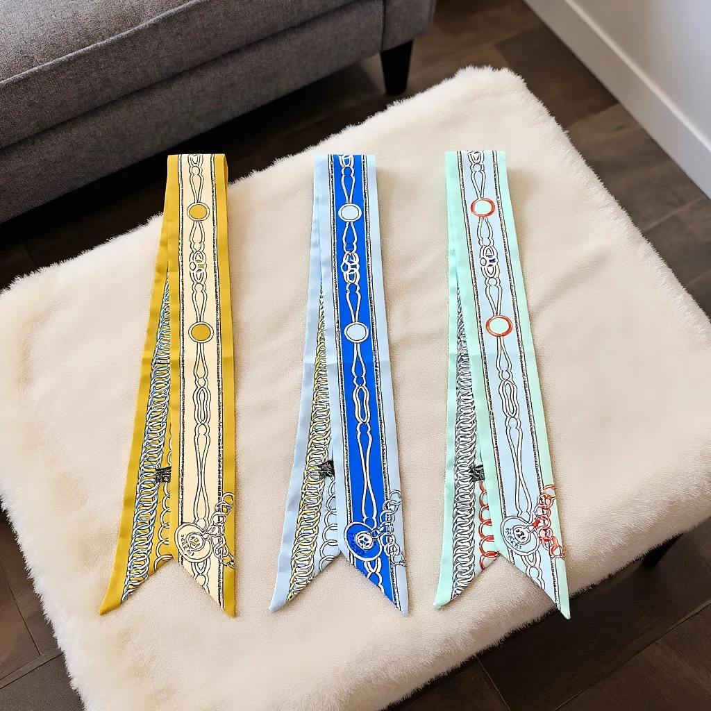 

Женский шарф во французском стиле на четыре сезона с принтом, саржевый шарф, повязка для волос, сумка с ручкой, галстук, подарочные аксессуары