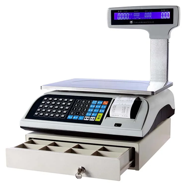 15kg /30kg Electronic Commercial Grocery Digital Barcode Scale Label Printing Weighing Scale