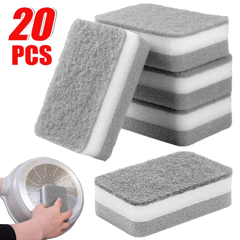 Double-sided Cleaning Sponges Wipe Scrubbing Pan Pot Dishwashing Scouring Pad Household Tools Kitchen Tableware Brush