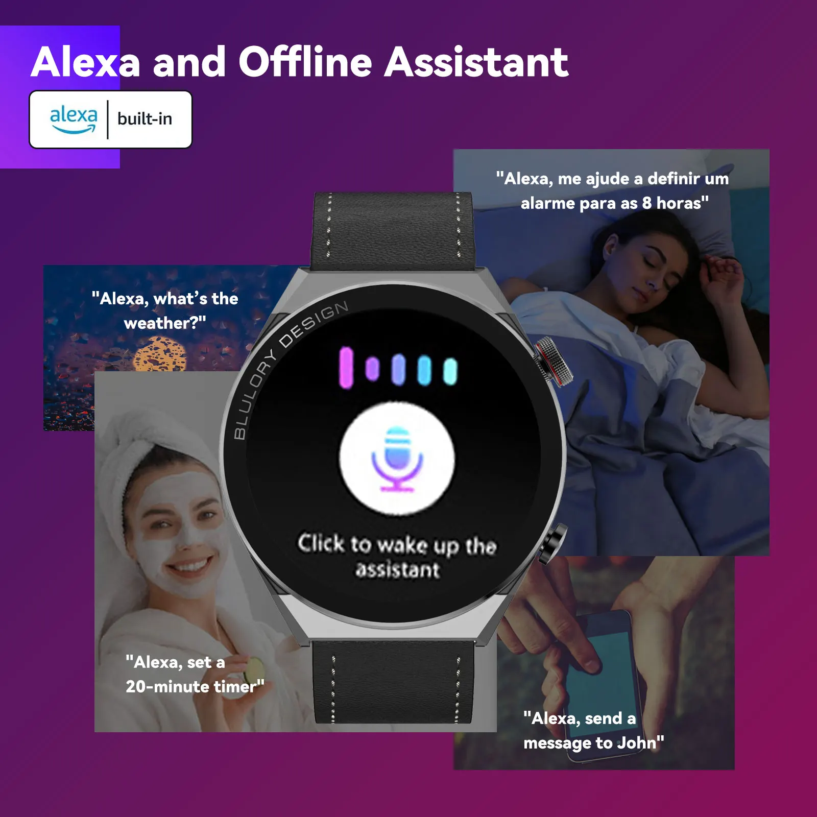 Blulory NE Smart Watch uomo sport Smartwatch NFC controllo accessi chiamate Bluetooth temperatura frequenza cardiaca rilevamento dell'ossigeno nel sangue